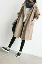 Women's Waterproof Rain Jacket Hooded Lightweight Trench Coat Casual Outdoor - Lolly 