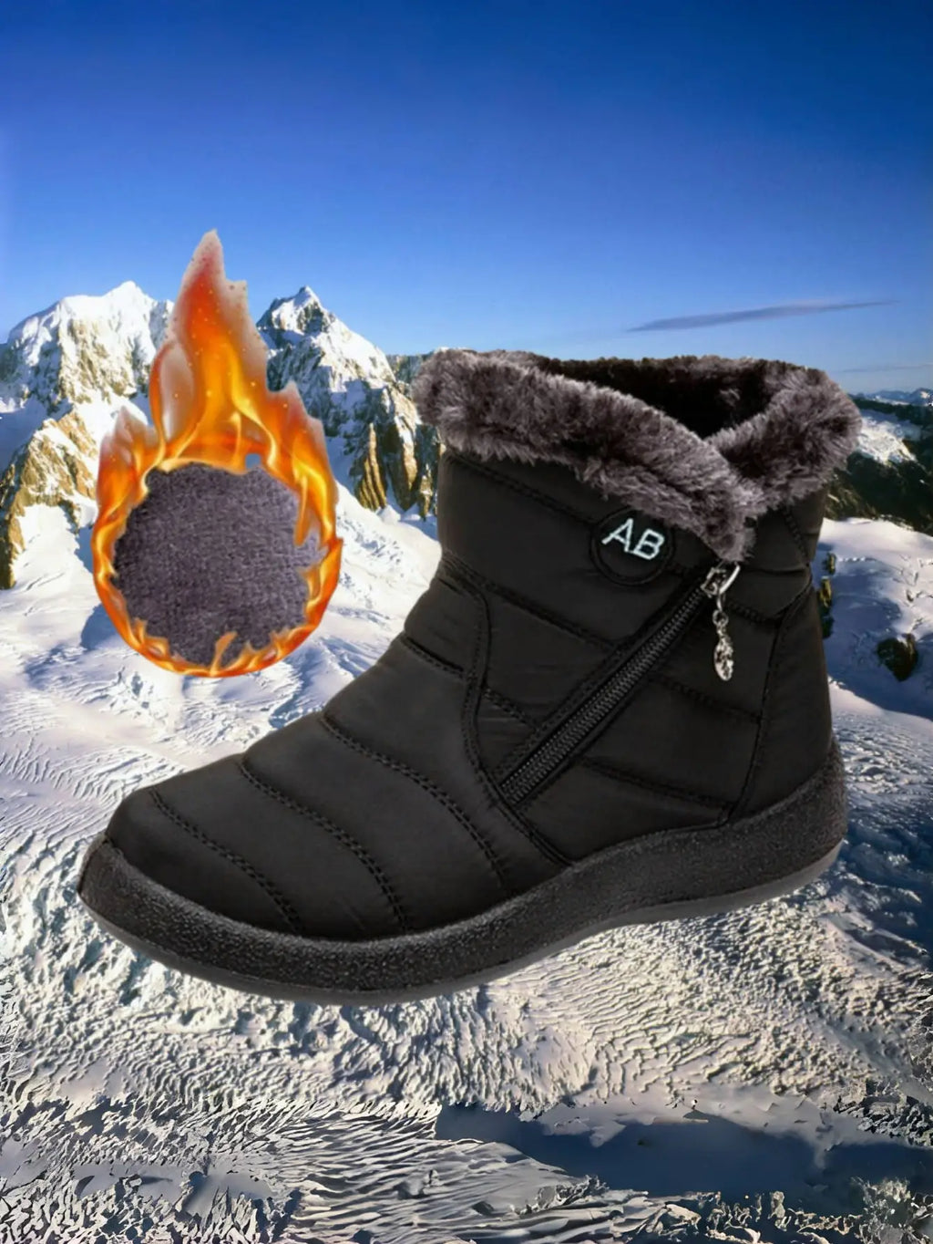 Women's Waterproof Snow Boots Faux Fur Lined Side Zipper Ankle Winter Cold Weather - Lolly 