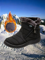 Women's Waterproof Snow Boots Faux Fur Lined Side Zipper Ankle Winter Cold Weather - Lolly 