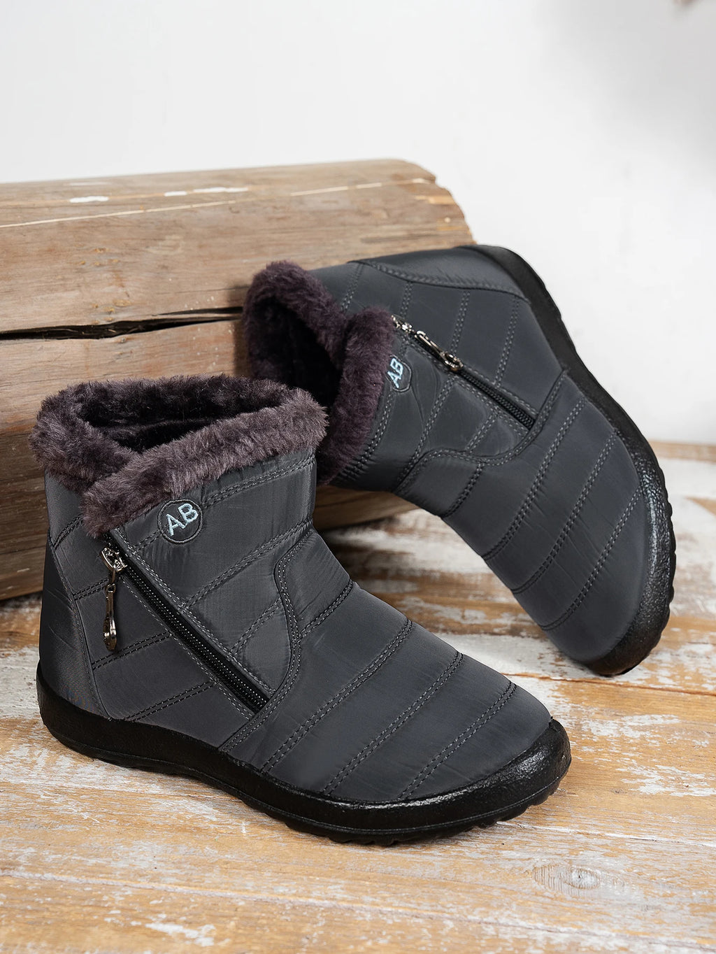 Women's Waterproof Snow Boots Faux Fur Lined Side Zipper Ankle Winter Cold Weather - Lolly 