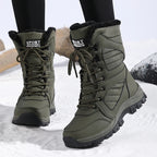 Women's Waterproof Snow Boots Lace-Up Mid-Calf Winter Hiking Insulated Faux Fur - Lolly 
