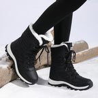 Women's Waterproof Snow Boots Lace-Up Mid-Calf Winter Hiking Insulated Faux Fur - Lolly 