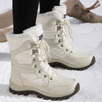Women's Waterproof Snow Boots Lace-Up Mid-Calf Winter Hiking Insulated Faux Fur - Lolly 