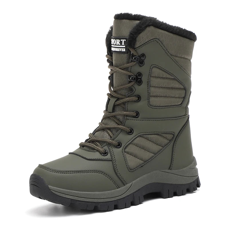 Women's Waterproof Snow Boots Lace-Up Mid-Calf Winter Hiking Insulated Faux Fur - Lolly 