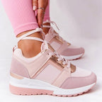 Women's Wedge Sneakers Lace-Up Platform Casual Walking Shoes - Lolly 