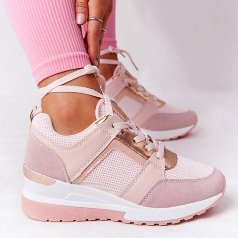 Women's Wedge Sneakers Lace-Up Platform Casual Walking Shoes - Lolly 