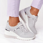 Women's Wedge Sneakers Lace-Up Platform Casual Walking Shoes - Lolly 