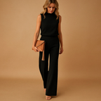 Women's Wide Leg Jumpsuit Round Neck Mid-Waist Sleeveless Elegant Formal Work Office Date Night Party Wedding Guest –  Pinkchic - Lolly 