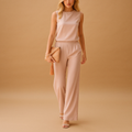 Women's Wide Leg Jumpsuit Round Neck Mid-Waist Sleeveless Elegant Formal Work Office Date Night Party Wedding Guest –  Pinkchic - Lolly 