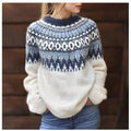 Women's Winter Coat Nordic Pattern Sweater Relaxed Fit Cozy Knit Fairisle Casual Pullover – Dana - Lolly 