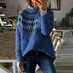 Women's Winter Coat Nordic Pattern Sweater Relaxed Fit Cozy Knit Fairisle Casual Pullover – Dana - Lolly 