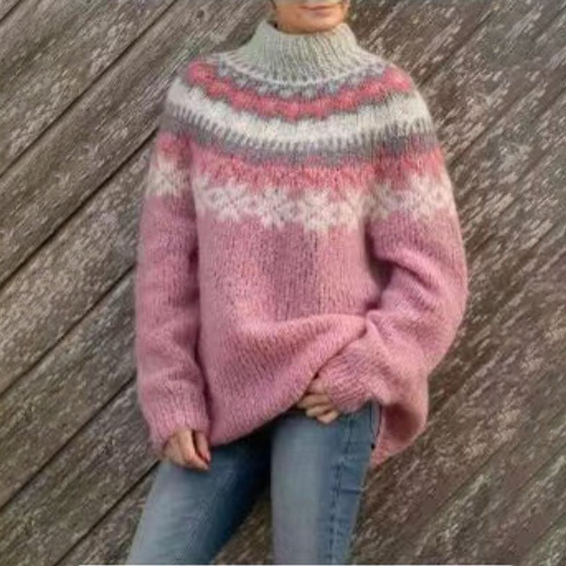 Women's Winter Nordic Pattern Sweater Relaxed Fit Cozy Knit Fairisle Warm Casual Pullover – Dana - Lolly 